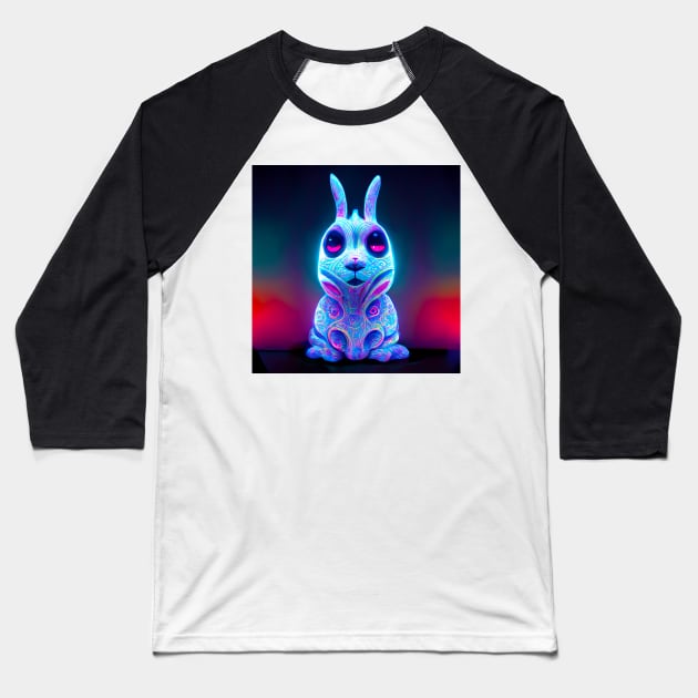 Psychedelic Bunny Rabbit Baseball T-Shirt by RichieDuprey